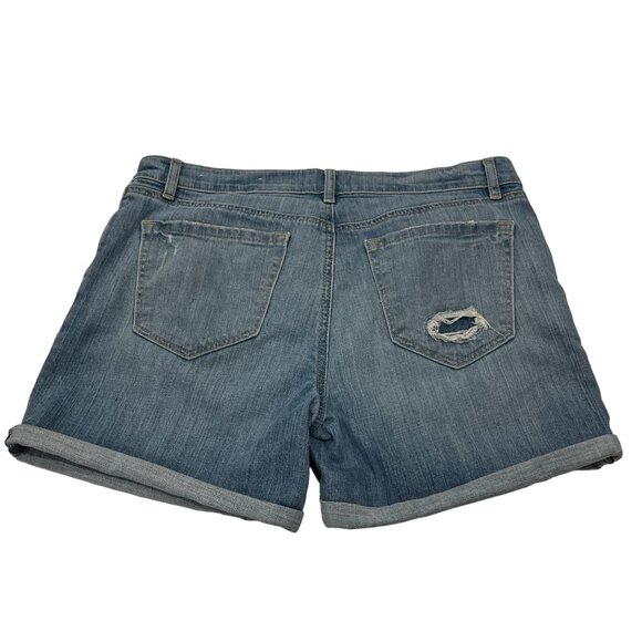 LOFT Women's Relaxed Patch Style Roll Hem Denim Shorts, Medium Wash, 29/8 - Picture 5 of 6